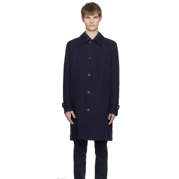 Hugo Boss Other - HUGO BOSS 100% Wool Pea Coat Chore Overcoat Jacket in Black - Size 50 / Large